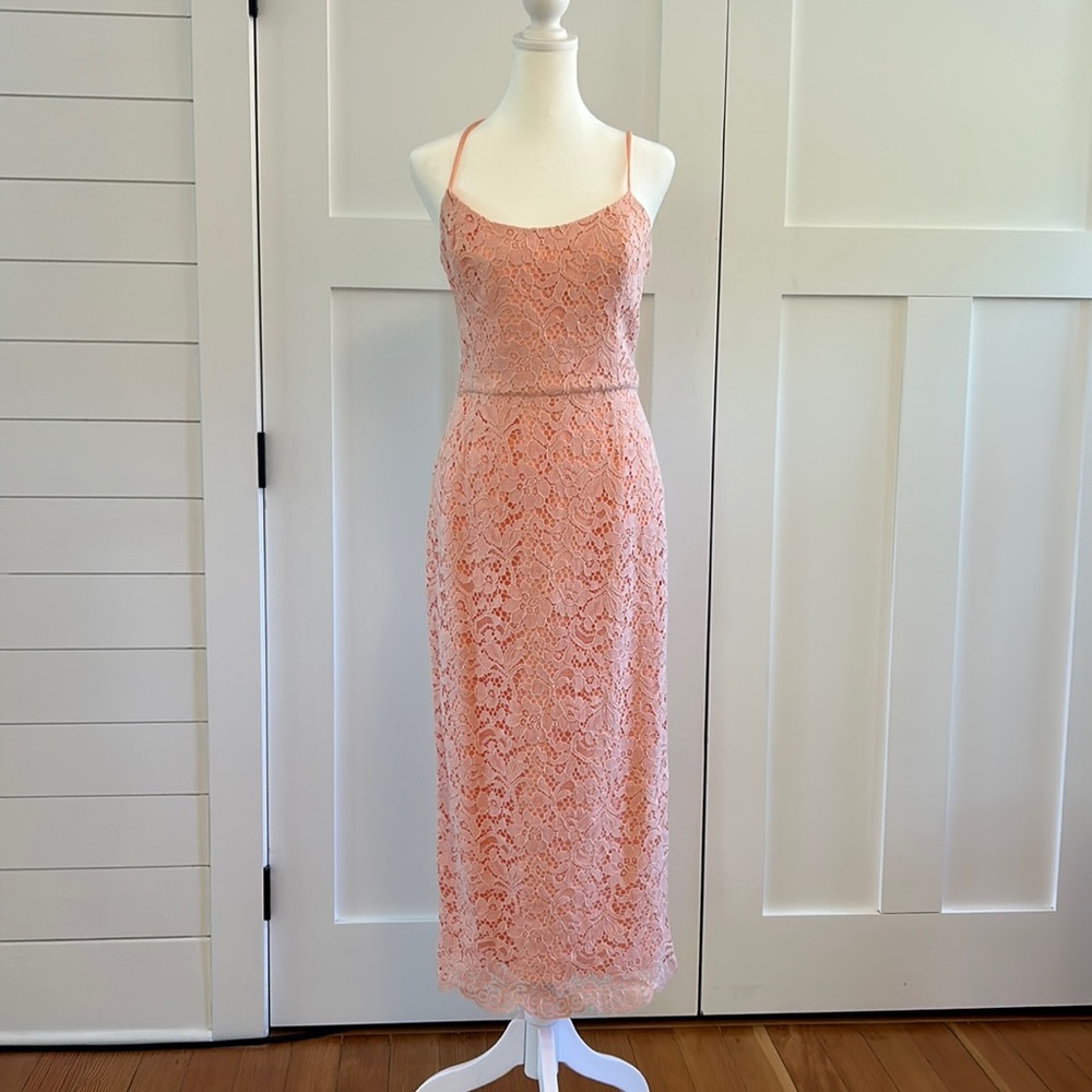 Light Pink Lace Midi with Low Scoop Back
